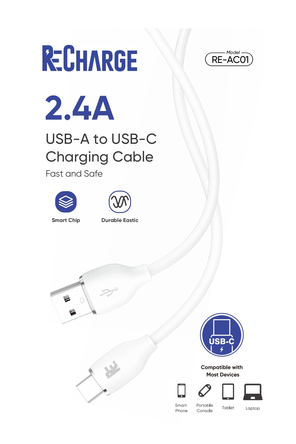 ReCharge USB-A to Type-C 3FT Cable